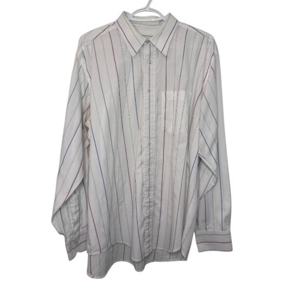 Christian Dior white striped long sleeve button down shirt size L/XL - Picture 1 of 4